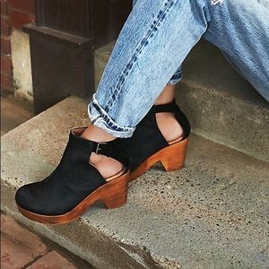Free People Amber Orchard Clogs in Black Leather